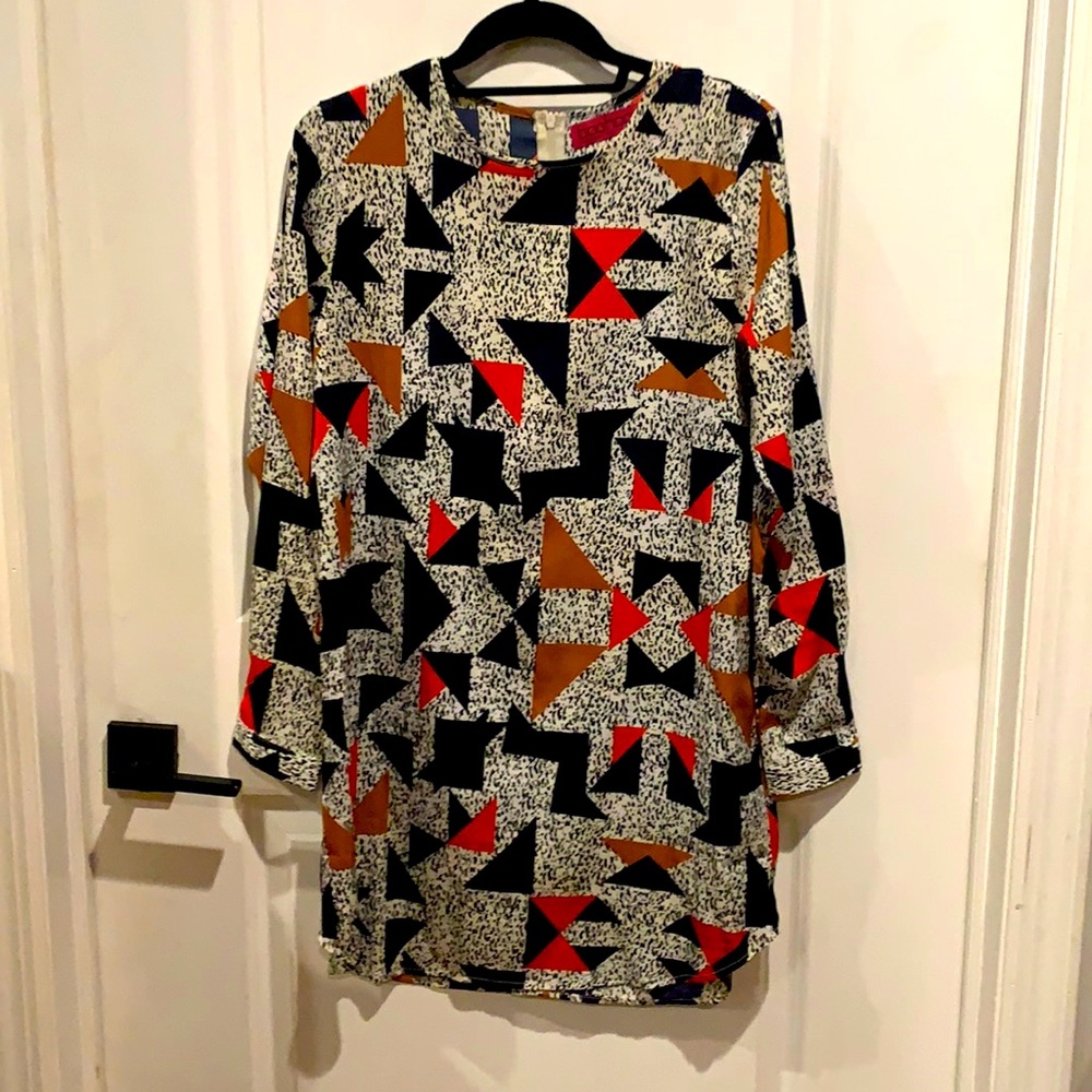 Retro Print Silky Shift Dress